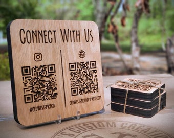 QR codes engraved on wood