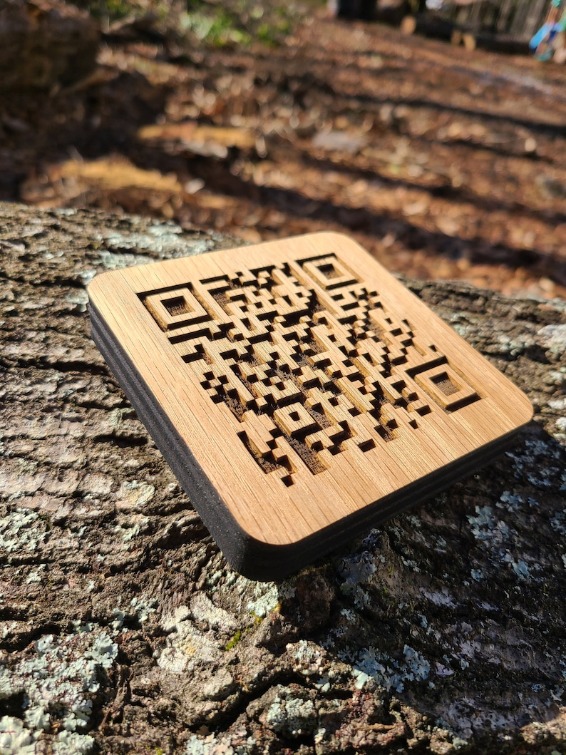 Wooden Engraved QR Code Etsy