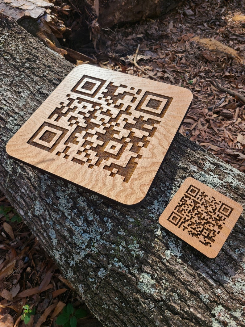 Wooden Engraved QR Code Etsy