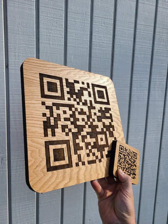 Wooden Engraved QR Code - Etsy Denmark