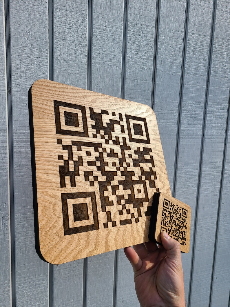 Wooden Engraved QR Code Etsy