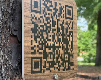 Outdoor Acrylic Sign Wooden textured QR Code