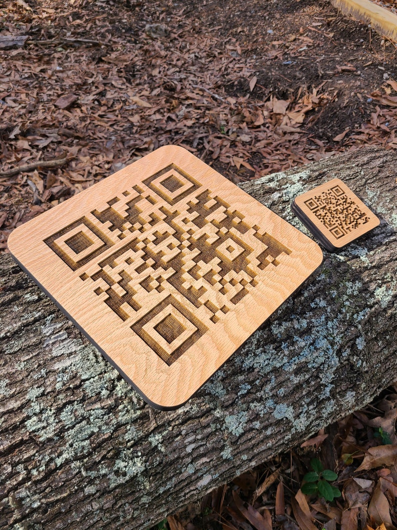 Wooden Engraved QR Code Etsy
