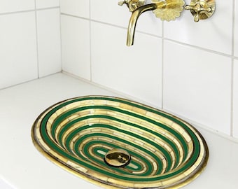 樹脂製内装を備えた高級手作り真鍮シンク – モロッコの風格を象徴する逸品