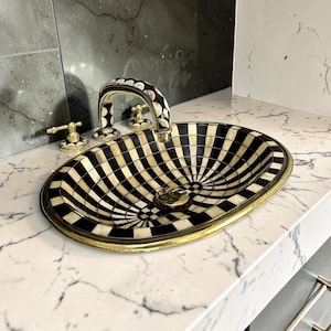 Unique Handcrafted Brass Sink with Resin Interior – A Statement of Moroccan Luxury