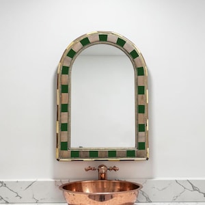 Resin & Copper Vanity Mirror Set: Rustic Wood Frame, Metal Makeup Mirror
