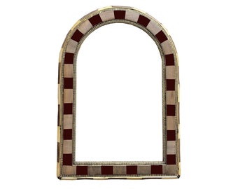 Arched Mirror with brown walnut wood Rectangular Shape Wall Hanging Glass Mirror Decorative Mirror Wall Trendy Mirror Mid Century Rustic