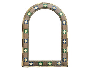 Arched Walnut Wood Wall Mirror: Rustic Mid-Century Modern Decor solution for small space