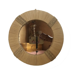 round mirror Handcrafted Raffia and doum palm fiber Mirror Rustic Charm for Your Walls Boho Chic Raffia Mirror Nature-Inspired Decor