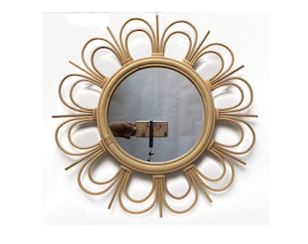 Round Wall mirror wall decor Mirror Unique Rattan Wrapped Home Round Mirror Woven Bamboo personalized gift Fall home christmas home decor