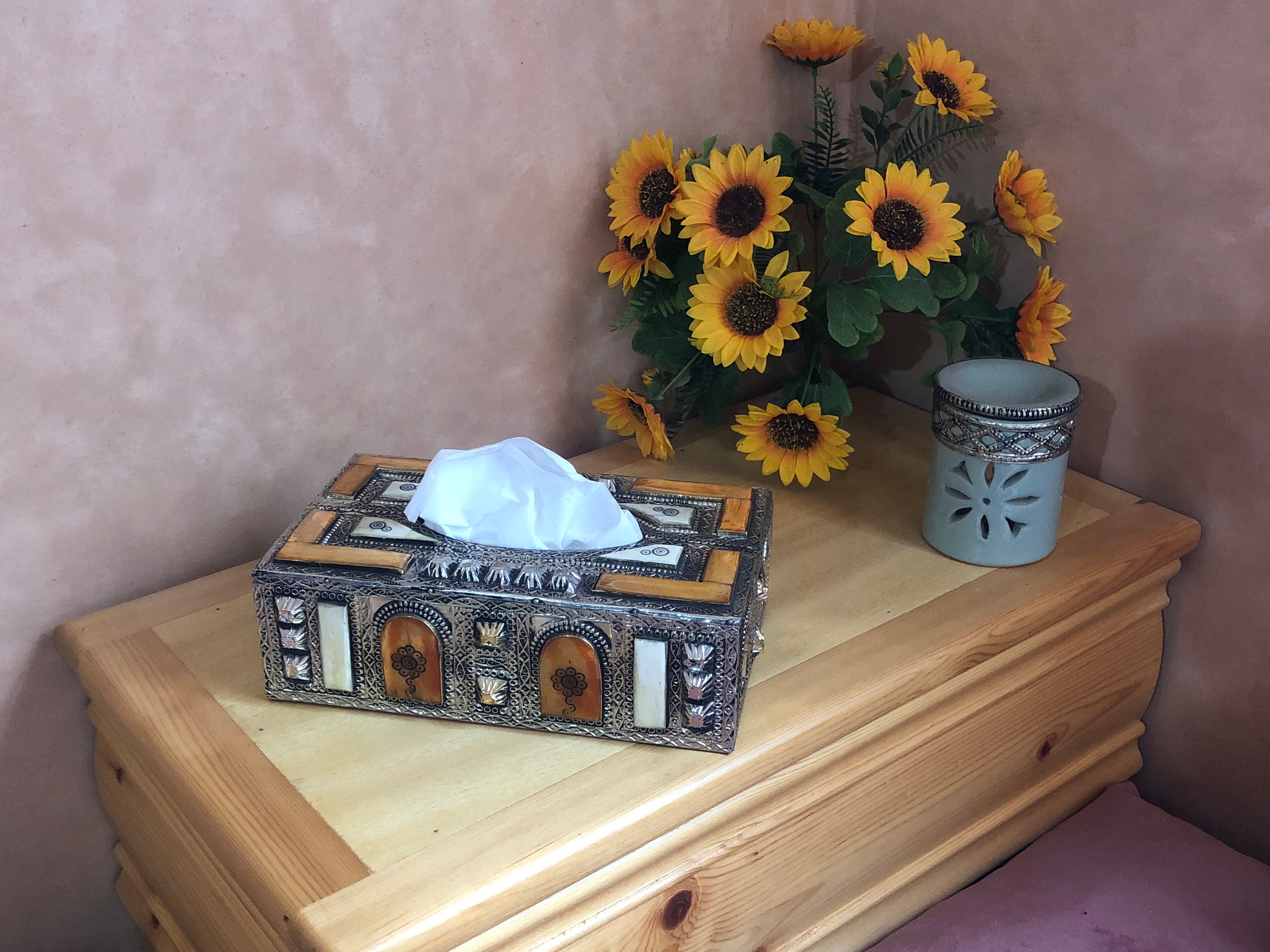 Boîte à mouchoirs décorative en cuivre blanc os, cadeau pour sa maman,  femme, amie -  France
