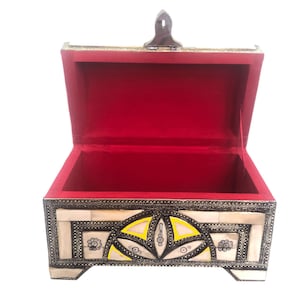 unique antique jewelry box with yellow color jewelry organizer storage box with lid White copper handmade gift for her halloween christmas