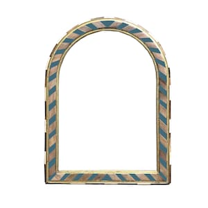 Arched Mirror with blue walnut wood Stylish Bathroom Gift Set Wall Hanging Mirror Decorated Mirror Wall Trendy Mirror Mid Century Rustic
