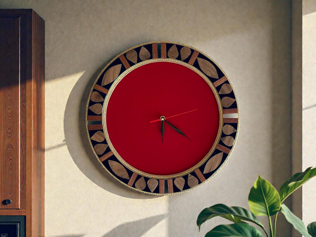 Antique Round Wooden Wall Clock – Handcrafted Vintage Timepiece ...