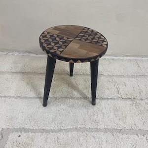 Handcrafted Walnut Side Table with Resin Edge - Mid-Century Modern Accent