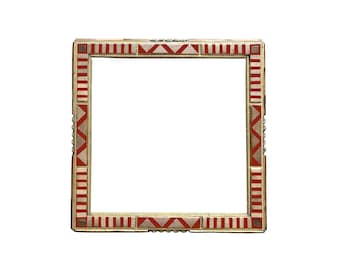 with red color Mirror of walnut wood Rectangular Shape Wall Hanging Glass Mirror Decorative Mirror Wall Trendy Mirror Mid Century Rustic