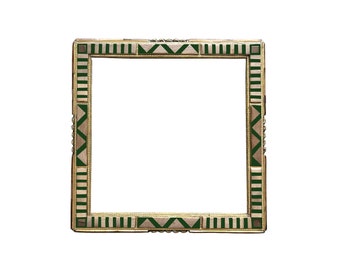 with green color Mirror of walnut wood Rectangular Shape Wall Hanging Glass Mirror Decorative Mirror Wall Trendy Mirror Mid Century Rustic