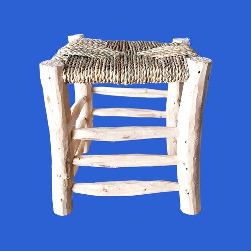 Comfortable Wooden Dining Chair palm fiber shops Seat Traditional Craftsmanship Made eucalyptus wood