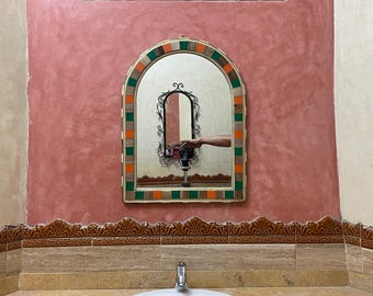 Handcrafted & Copper Vanity Mirror Set: Rustic Wooden Frame makeup to lack of light