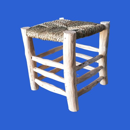 Comfortable Wooden Dining Chair palm fiber shops Seat Traditional Craftsmanship Made eucalyptus wood