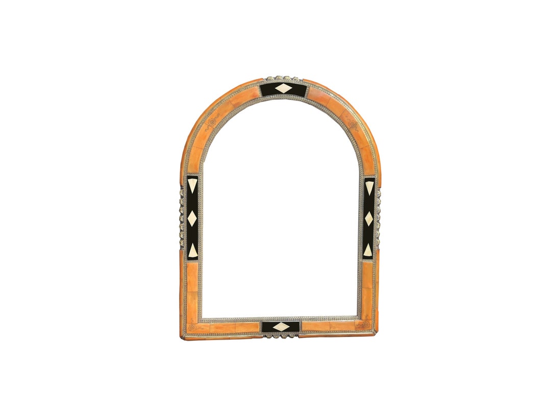 Black Arch Mirror With Rectangular Shape and Wall Hanging Glass Mirror