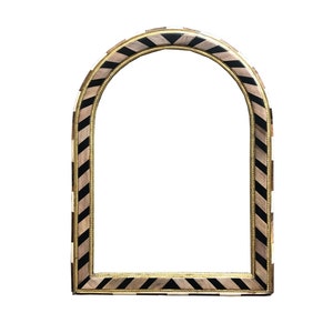 Black Walnut Arched Mirror: Bone & Copper Inlay, Rustic Mid-Century Style wall art gift for him Decorative Mirror Wall Trendy floor mirror