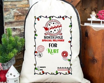 Personalized jumbo Santa bag, oversized Santa sack, Personalized Christmas bag, bag for presents, christmas gift, custom Santa sack