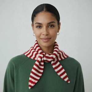 Personalised Berry And Soft White Stripe Triangle Scarf