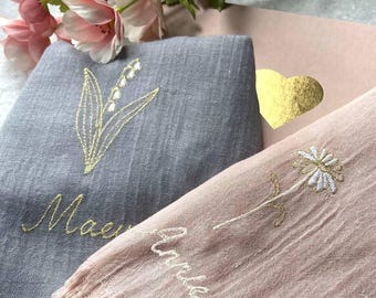 Birth Flower Scarf And Card In A Heart Gift Bag