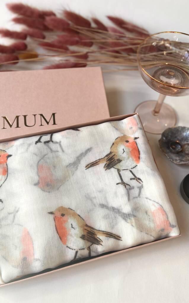 Personalised Robin Print Scarf in a Gift Box - Etsy UK
