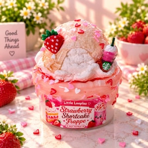 Strawberry Shortcake Frappe DIY Slime Kit | Thick and Glossy Strawberry Frappe Slime | Shortcake Slime | Hybrid Slime