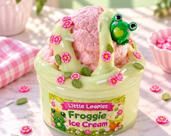 Slime casero de helado de ranita / Slime de postre de pastel de cumpleaños
