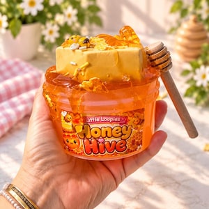 Honey Hive DIY Jelly Slime Kit | Honey Bee Slime | Clay Honeycomb Topper | Satisfying Bubble Pop Slime