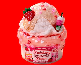 Strawberry Shortcake Frappe DIY Slime Kit | Thick and Glossy Strawberry Frappe Slime | Shortcake Slime