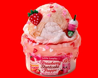 Strawberry Shortcake Frappe DIY Slime Kit | Thick and Glossy Strawberry Frappe Slime | Shortcake Slime