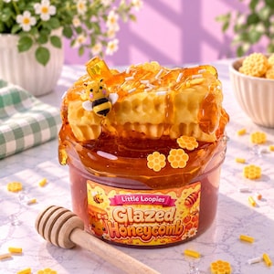 Glazed Honeycomb DIY Slime Kit | Honey Jelly Slime wax-coated clay topper.