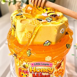 Honey Hive DIY Jelly Slime Kit | Honey Bee Slime | Clay Honeycomb Topper | Satisfying Bubble Pop Slime