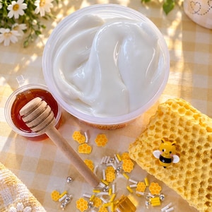 Golden Honeycomb DIY Slime Kit | Thick & Glossy Honey Slime with Clay Honeycomb Topper| Scented Slime image 3