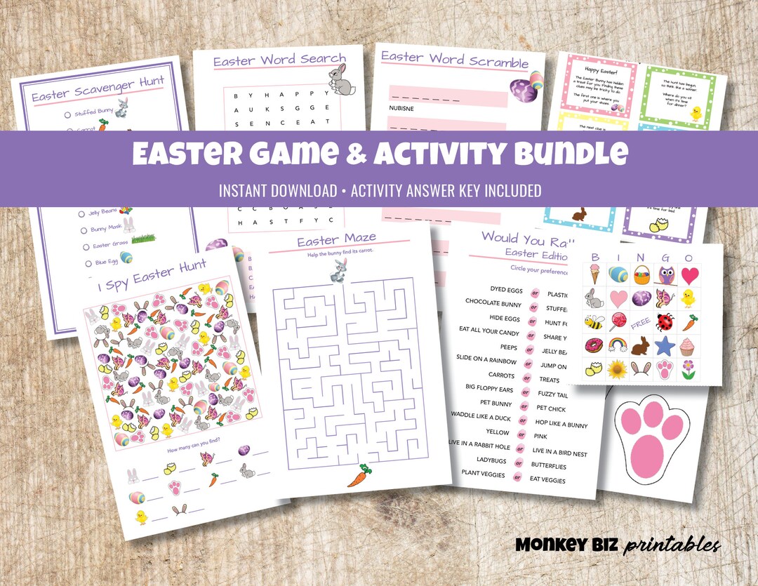 Easter Game and Activity Bundle Printables | Treasure Hunt | Easter Egg ...