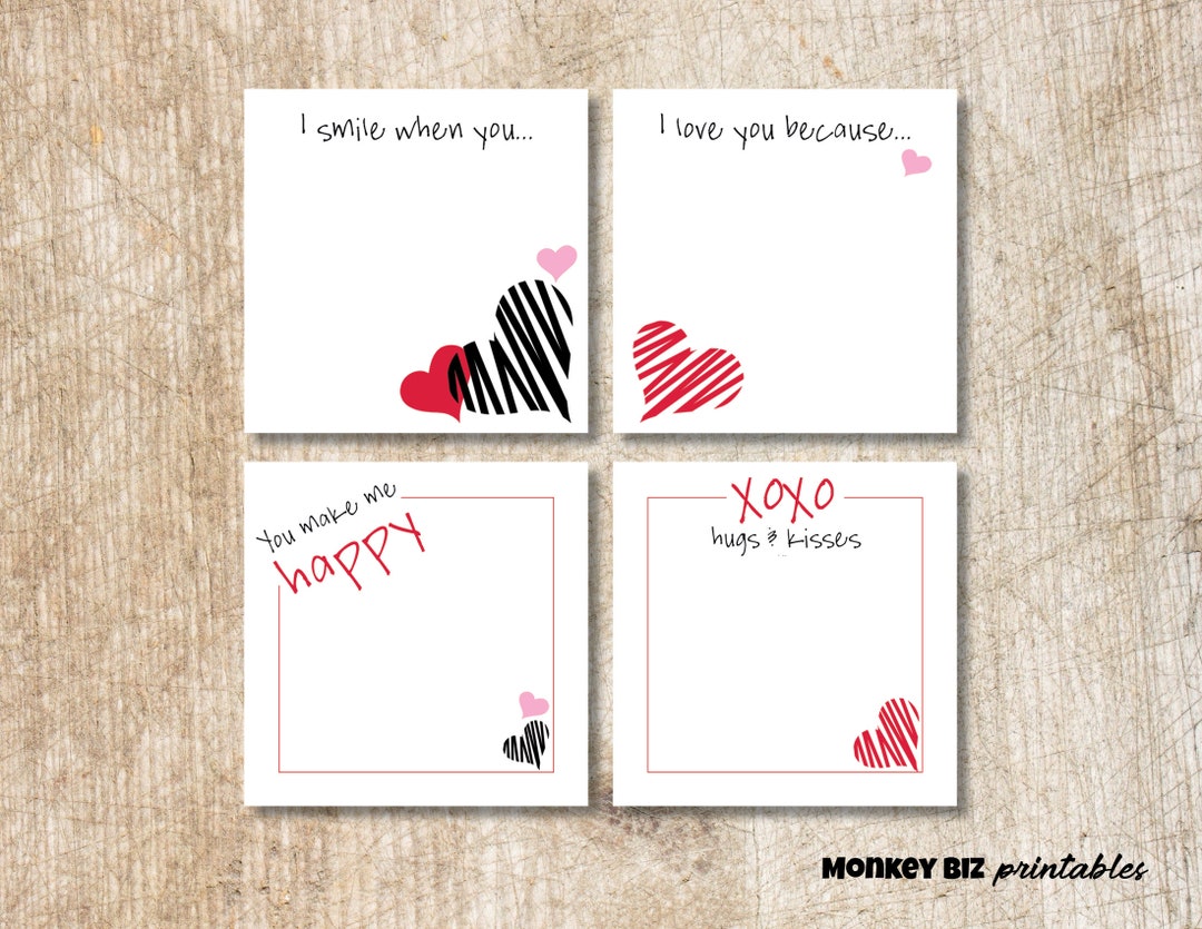 Printable Valentine's Day Note Cards - Etsy