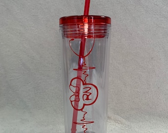 RN in Mini Stethoscope Heart Beat Pulse Water Tumbler