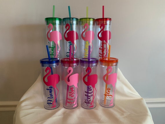 Flamingo Tumbler with Names; Bachelorette Bundle