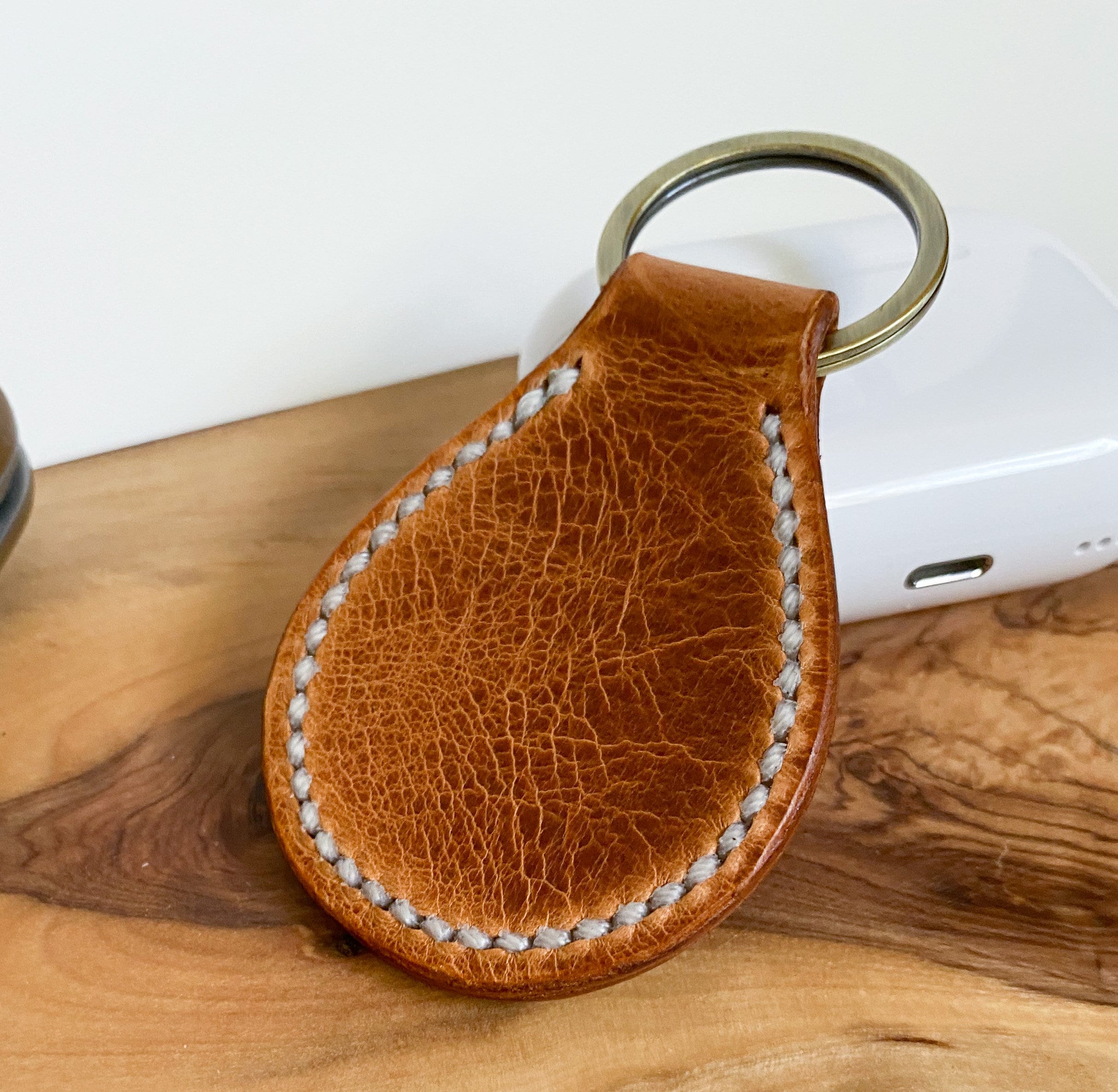 Full Grain Italian Leather Keychain, Leather Key Holder, Leather Key