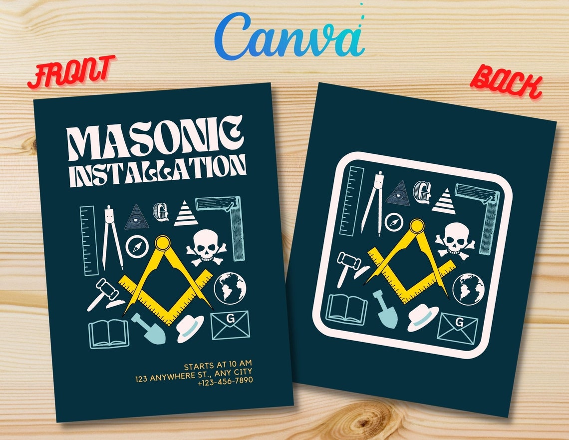 Masonic Event Invitation or Digital Freemason Printable Entered