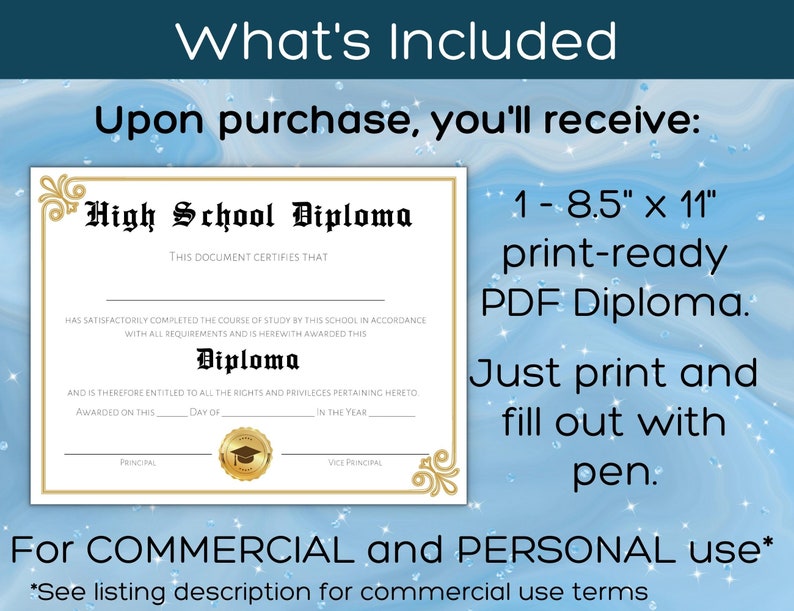 Homeschool Diploma Blank Template DIY Custom High School - Etsy