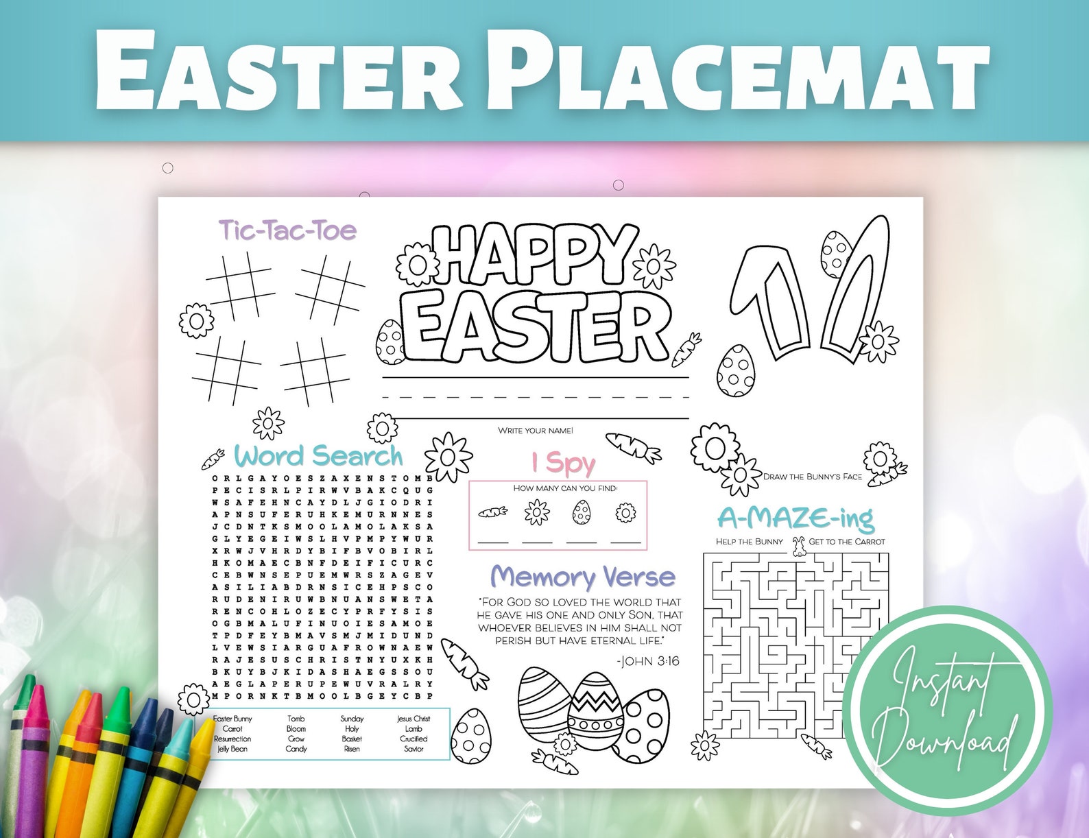 Easter Placemat for Kids | Printable Easter Activity for Little Kids ...