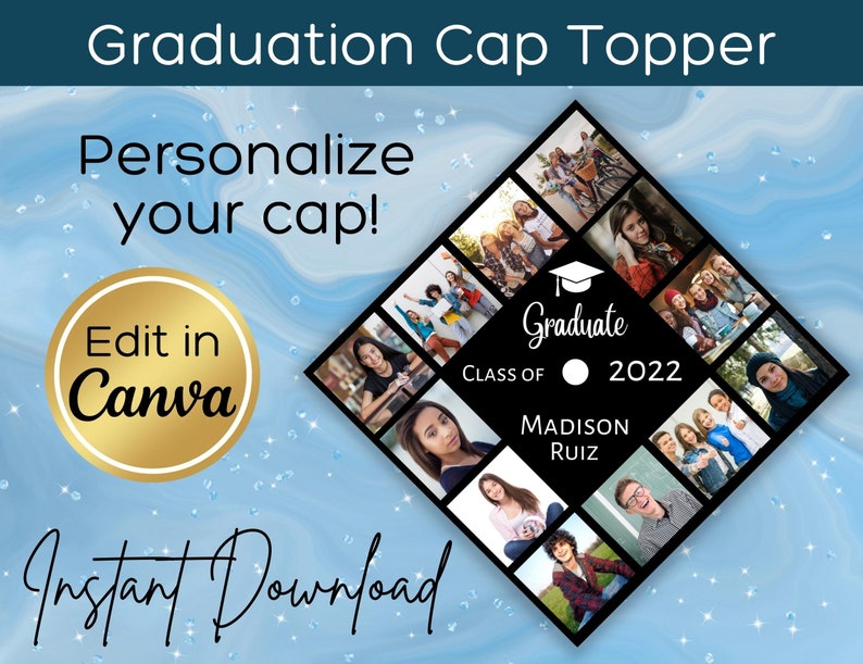 Personalized Graduation Cap Topper Canva Template Digital Etsy Personalized Graduation Cap Topper Canva Template Digital Etsy