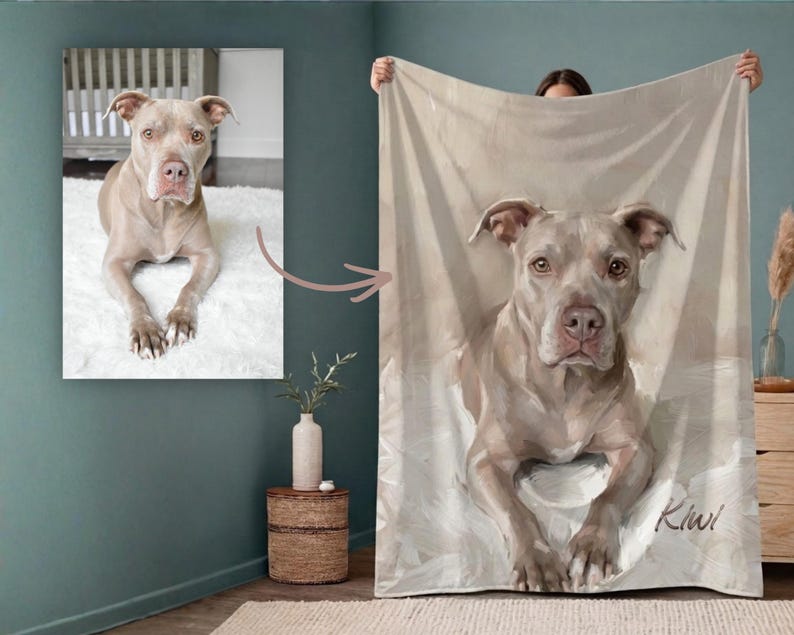 Personalized Dog Photo Blanket | Custom Pet Portrait Blanket | Dog Memorial Gift | Pet Face Blanket | Dog Lover Gift | Pet Bereavement Bild 2