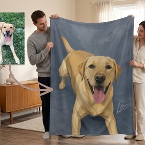 Personalized Dog Photo Blanket | Custom Pet Portrait Blanket | Dog Memorial Gift | Pet Face Blanket | Dog Lover Gift | Pet Bereavement Bild 3