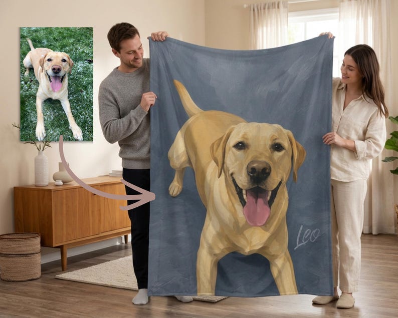 Personalized Dog Photo Blanket | Custom Pet Portrait Blanket | Dog Memorial Gift | Pet Face Blanket | Dog Lover Gift | Pet Bereavement Bild 3